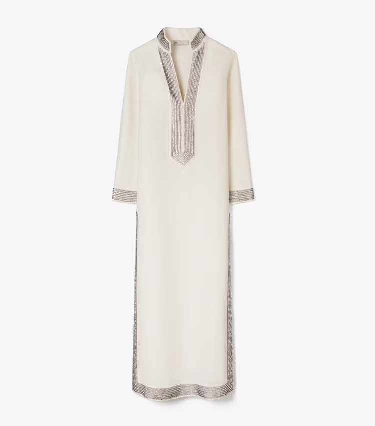 Embellished Linen Caftan