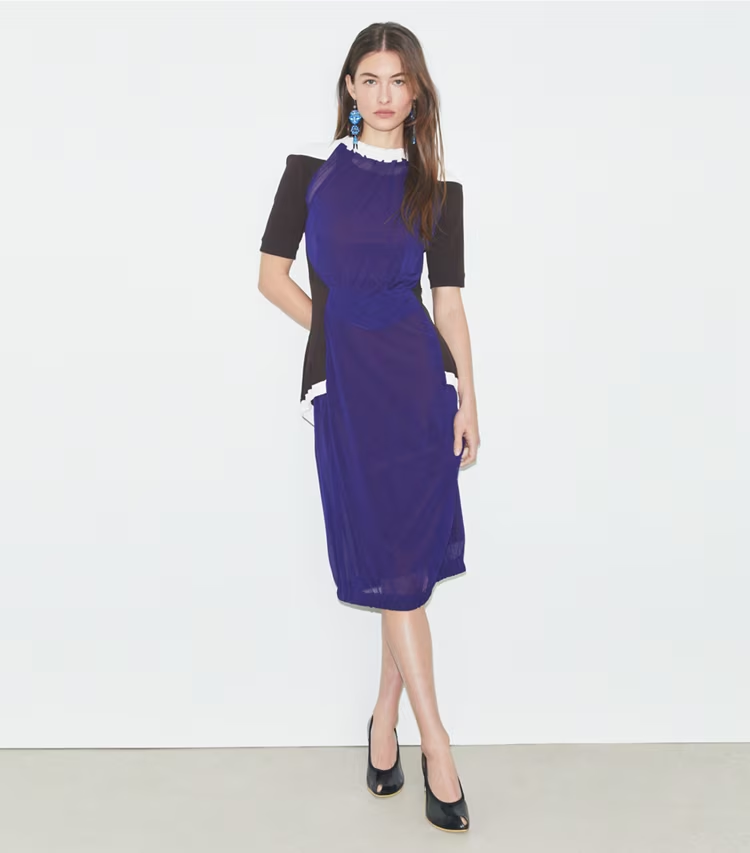 Colorblock Sheer Jersey Dress - Image 2