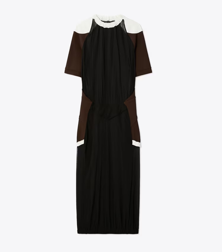 Colorblock Sheer Jersey Dress
