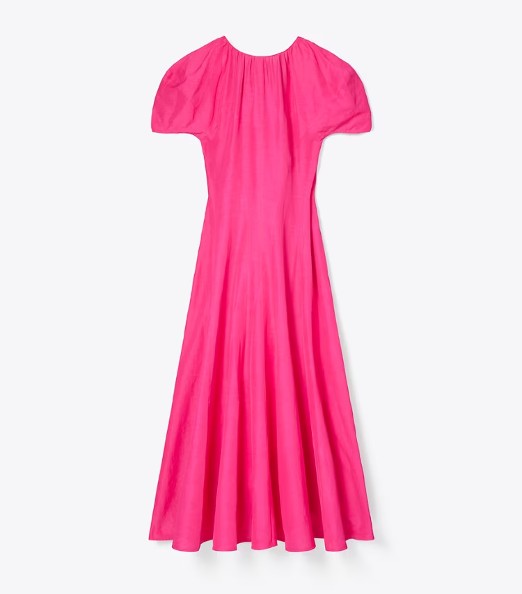 Balloon Sleeve Linen Dress