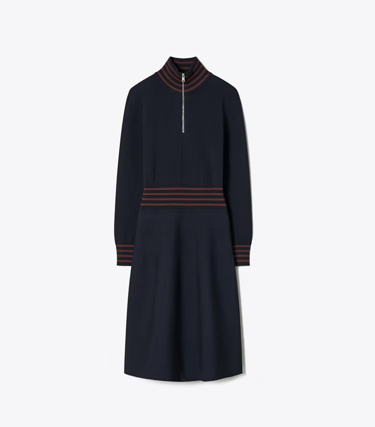 A-Line Turtleneck Zip Dress