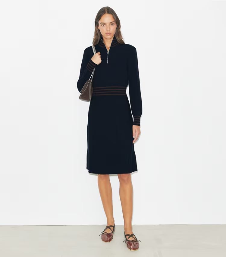 A-Line Turtleneck Zip Dress - Image 3