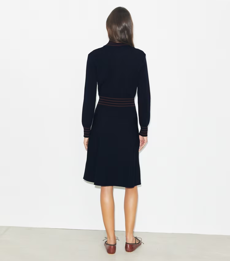 A-Line Turtleneck Zip Dress - Image 4