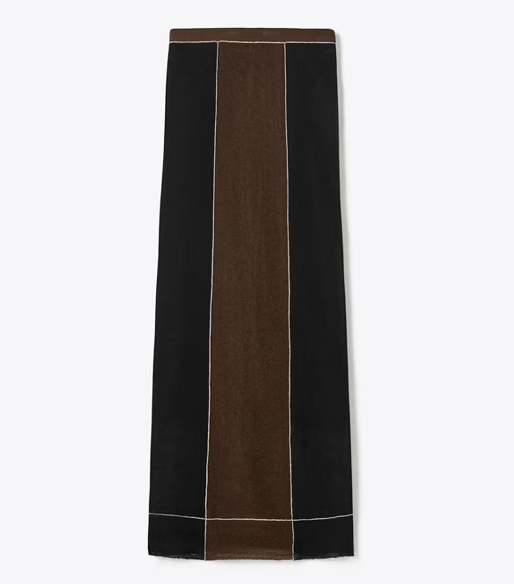 Colorblock Wool Skirt