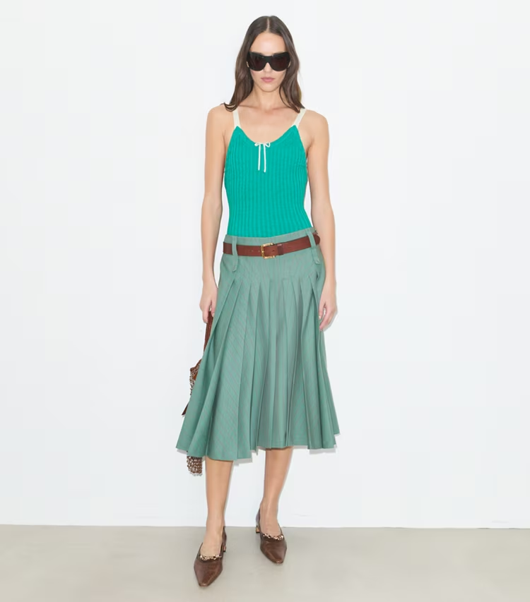 Pleated Wool Skirt - Image 2