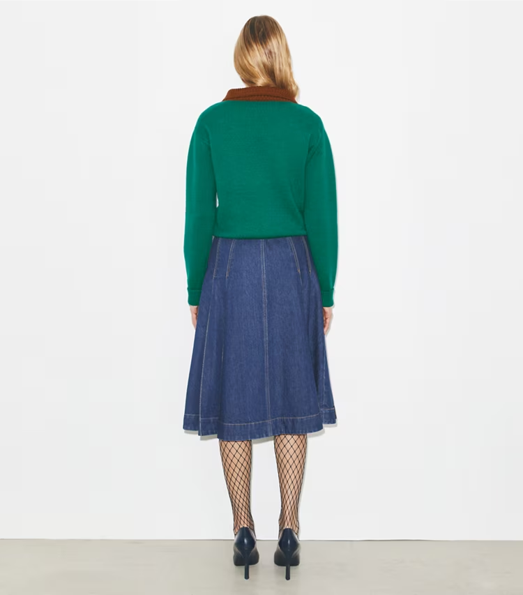 Pleated Denim Skirt - Image 3
