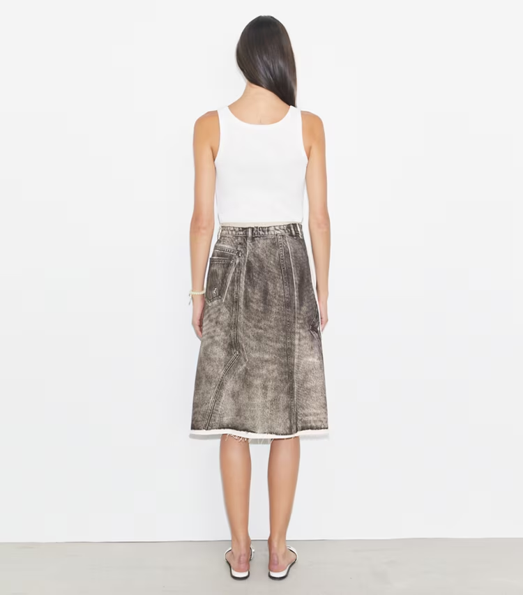 Overprinted Deconstructed Denim Skirt - Image 3