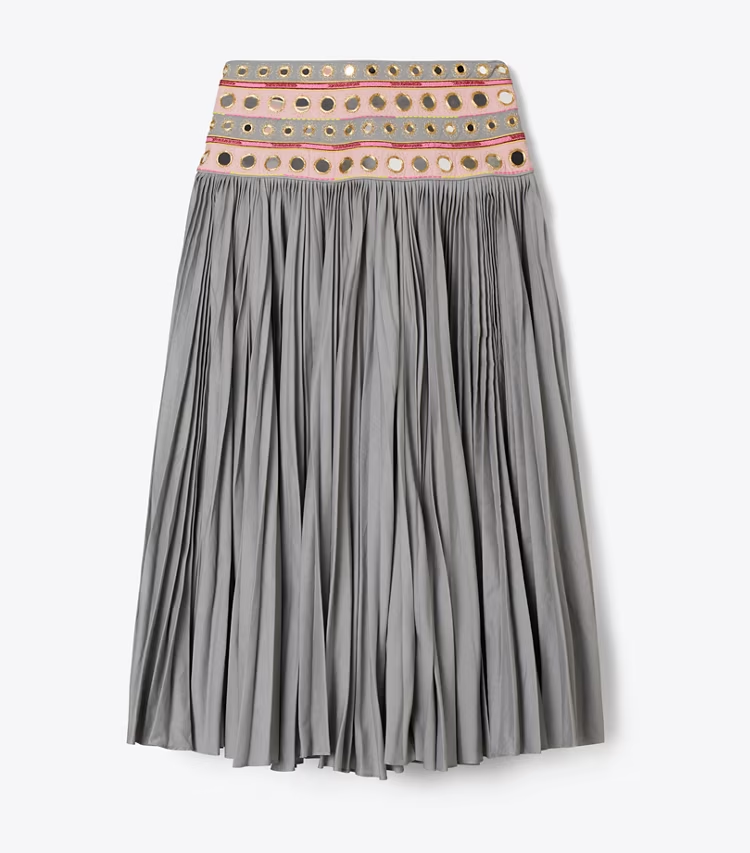 Mirror Embellished Cotton Skirt