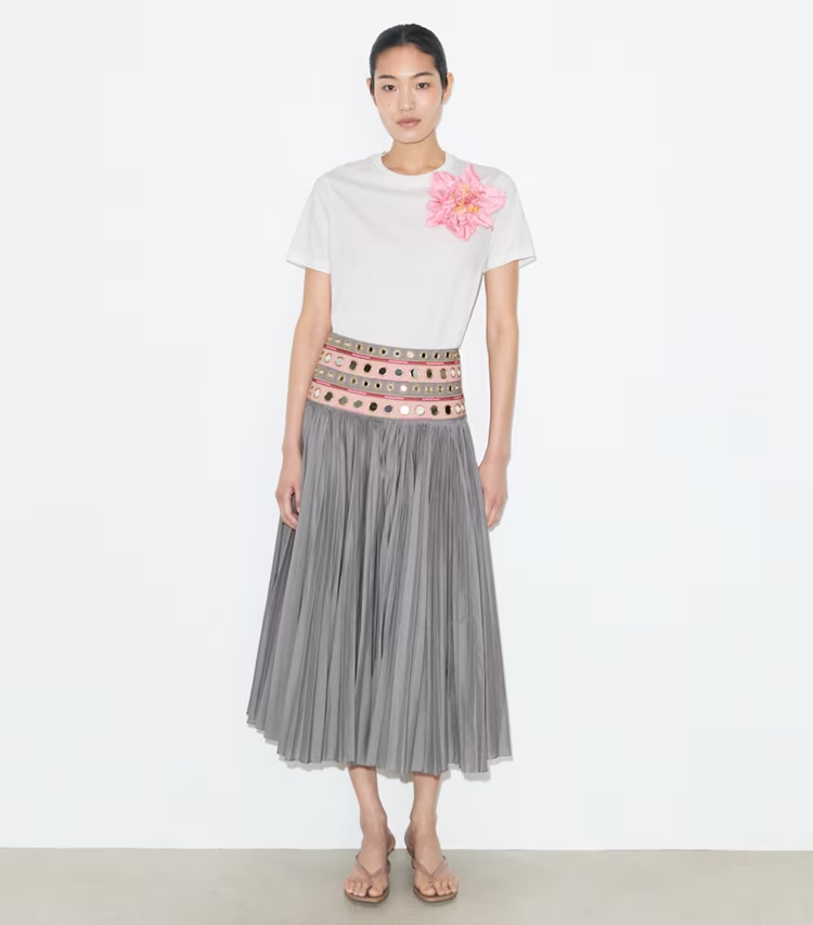 Mirror Embellished Cotton Skirt - Image 2