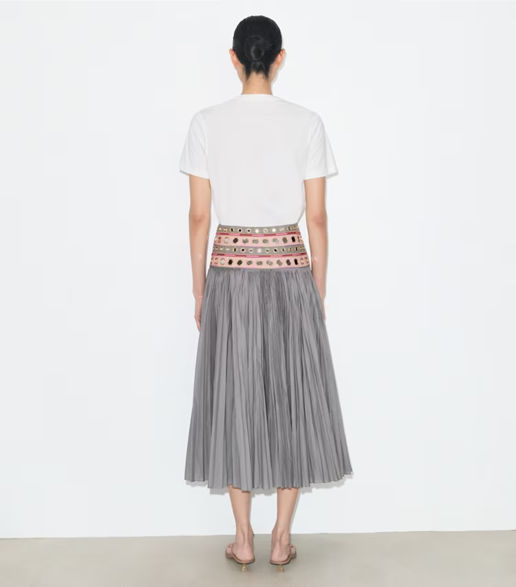 Mirror Embellished Cotton Skirt - Image 3