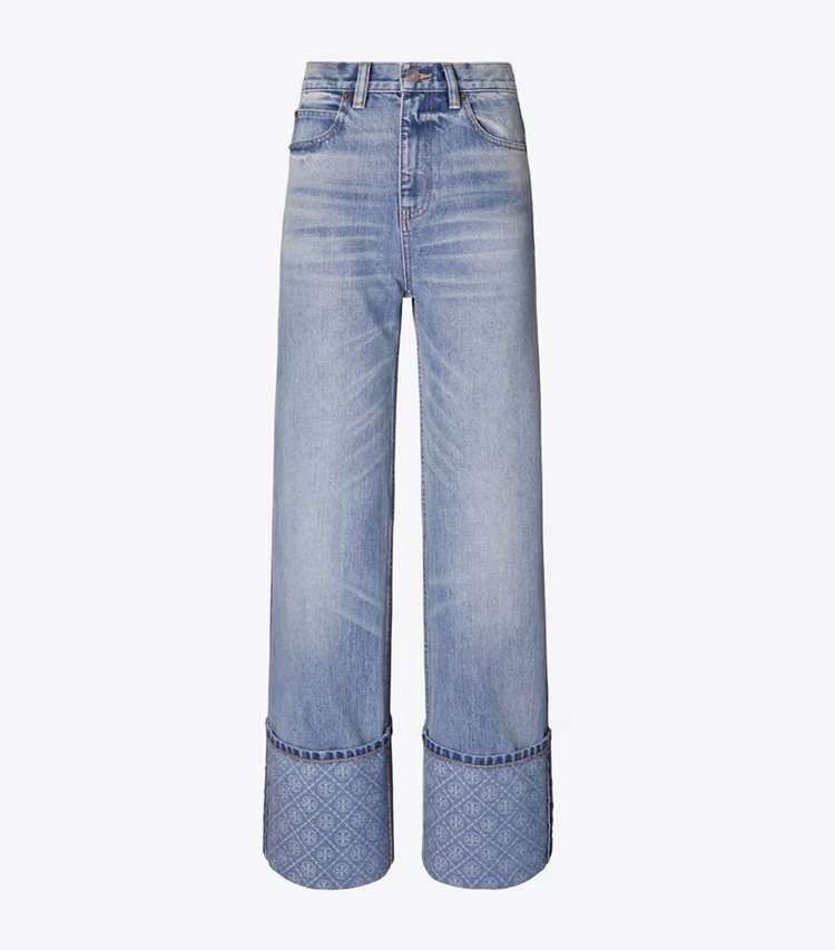 Contrast Cuff Straight Leg Jean