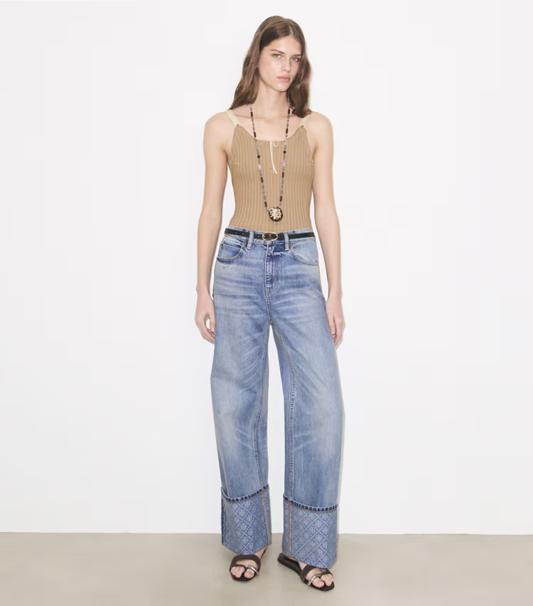 Contrast Cuff Straight Leg Jean - Image 2